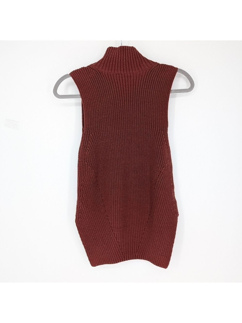 Ann Taylor Womens Sleeveless Sweater Rust Brown Preppy Cotton Blend XS - Picture 3 of 5